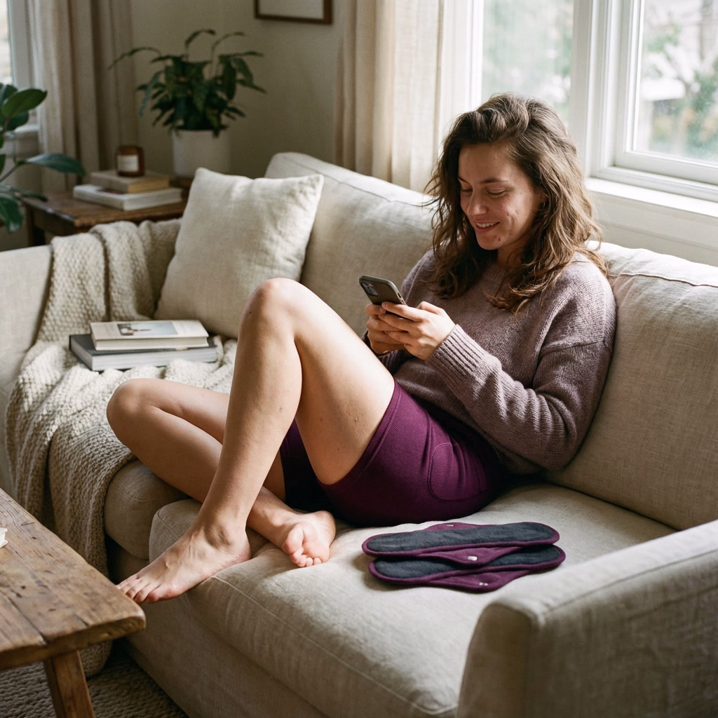 Une femme consulte son téléphone dans une lumière naturelle.